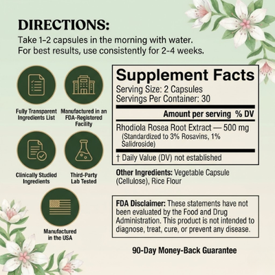 Florava - Rhodiola Rosea Capsules